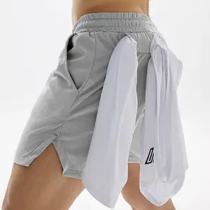 מכנסי כושר לגברים מהיר יבש לנשימה מכנסי ריצה אלסטיים לקיץ עיצוב רגיל רגיל עם תפר 5 אינץ'