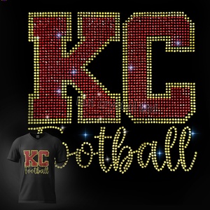 Kansas Thành Phố Tùy Chỉnh Thạch Chuyển Kc Đội Bóng Đá Motif Hotfix Chiefs Rhinestone Chuyển Cho T-Shirt - Product Image 3