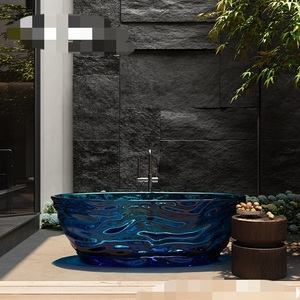 Bañera de resina transparente Cristal de color Hogar Independiente Pequeño Plano Fino Borde Ganso Círculo Bañera - Product Image 2