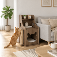 Table de chevet en bois pour chat avec griffoir en sisal, petit lit pour chien, table d'appoint, mobilier pour animaux, panneau multicouche, pour chambre et côté canapé