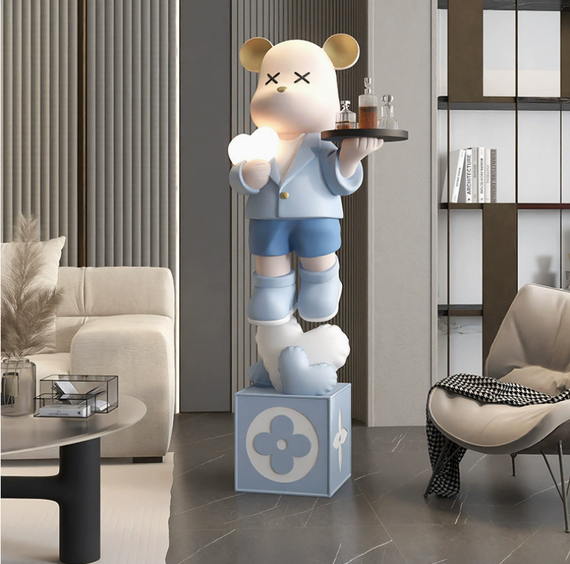 Ornements plateau ours violence d'amour-bleu