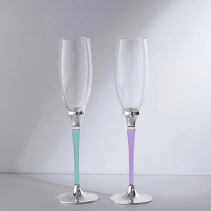 <strong>Champagne</strong> <strong>Flutes</strong> Glass Type and Stocked Feature <strong>Champagne</strong> Glasses Colored Stem - Product Image 1