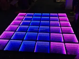 15W Disco Dj Stage Lights Tempered Glass Magnetic Infinity Mirror Panel 3d Effect LED Dance Floor For Wedding Party