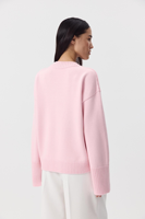 Pull-over rose à col rond pour femme, en tricot de coton, polyester et viscose, avec logo personnalisé OEM, manches longues, style shrug, vente chaude