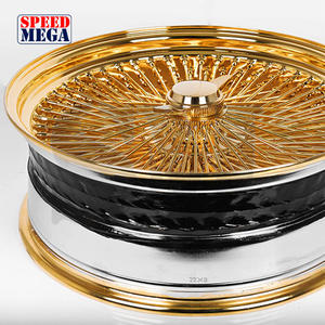 ล้อแม็กซ์ 13x7 ขอบ 100/72 5x114.3 โครเมียม ล้อหน้าและล้อซี่ลวด ความกว้างต่างกัน ล้อซี่ลวดสีทอง ไม่มียาง - Product Image 2