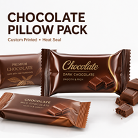 Película de Embalaje Personalizada para Paquetes de Chocolate, Sellado Térmico, Envoltura con Sellado Trasero para Barras de Chocolate, Dulces y Galletas