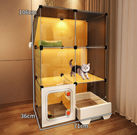 Cats Villa Cage pour chat tout-en-un avec espace de couchage et de toilette, design gain de place, plateau en plastique, résine PP, construction en acier inoxydable