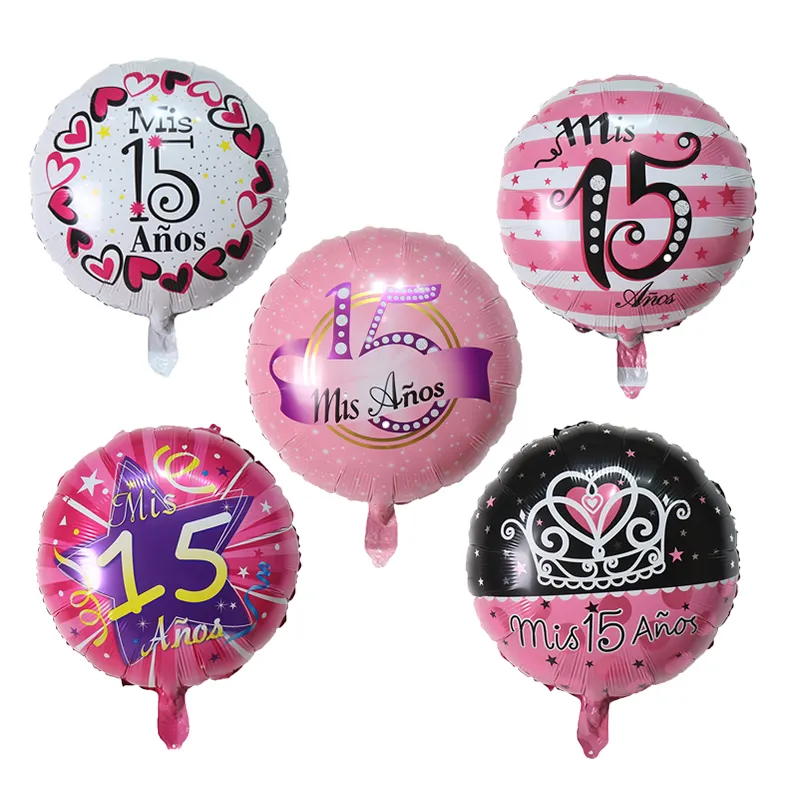 18 Inch Ronde Ster Mijn Vijftien Jaar Oud Roze Meisje 15 Jaar Oud Verjaardagsfeestje Decoratie Mis Quince Aluminiumfolie ballon