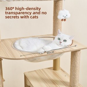 Árbol rascador para gatos, grande, de madera, integrado, con casa, poste rascador <span class=keywords><strong>y</strong></span> estante cápsula espacial, que ahorra espacio - Product Image 4