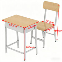 Meida - Mobilier scolaire moderne en métal blanc, chaise confortable, ensemble bureau avec plateau en bois, garantie 1 an pour usage commercial