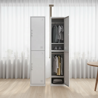 Armoire de rangement verticale en métal, double compartiment, verrouillable, en acier, design contemporain, gain de place, pour chambre à coucher