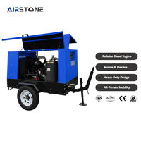 Compresseur mobile diesel remorquable industriel 185CFM 10Bar, compresseur à vis rotatif portable monté sur remorque pour l'exploitation minière et le forage