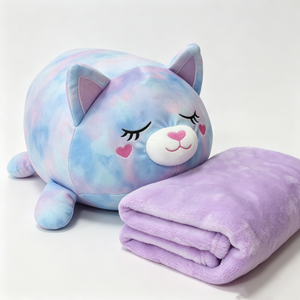Peluche chat personnalisée, peluche chat tie-dye, ensemble couverture et peluche chat - Product Image 4