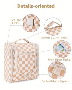 Hanging Toiletry <b>Bag</b> for Women Checkered Travel Makeup <b>Bag</b> Organizer Cosmetic Make up Toiletries <b>Bag</b> - Product Image 5