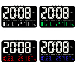 Horloge réveil LED minimaliste à grands chiffres, lumineuse, silencieuse, calendrier perpétuel, température, télécommande, salon, télévision, vente en gros - Product Image 1