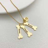 Collier personnalisé en acier inoxydable avec nom de chien et pendentif en forme d'os ou de patte pour animaux de compagnie, idéal pour le dropshipping et comme cadeau