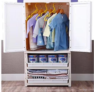 <span class=keywords><strong>Armadio</strong></span> in Plastica per Bambini con Asta Appendiabiti e 3 Cassetti, Mobile per la Conservazione dei Vestiti in PP Rinforzato per Camera da Letto, Vendita all'Ingrosso - Product Image 6