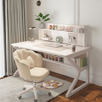 Bureau d'étude extensible simple blanc avec chaise de bureau - pour jeux, chambre, bureau ou location de maison, bureaux d'ordinateur