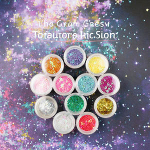 SunelPort Paillettes 3D de Luxe pour Nail Art, Formes Cœur et Étoiles, 12 Couleurs, Film Creux Brillant Rouge Pêche, Maquillage Beauté, Ombre Personnalisable - Product Image 3