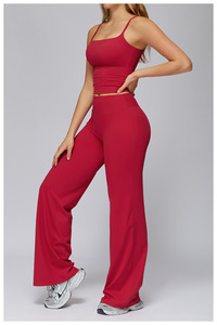 Set da Jogging da donna gilet sportivo pantaloni larghi <span class=keywords><strong>2</strong></span> pezzi Set morbido tessuto Flare leggings da ginnastica <span class=keywords><strong>sport</strong></span> <span class=keywords><strong>sport</strong></span> Yoga Set - Product Image 2