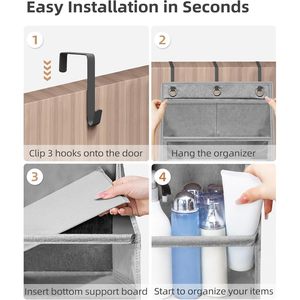 Organizador para colgar sobre la puerta, almacenamiento colgante de 6 estantes con 14 bolsillos de malla, color gris, para organizar el armario, el dormitorio y el baño - Product Image 5