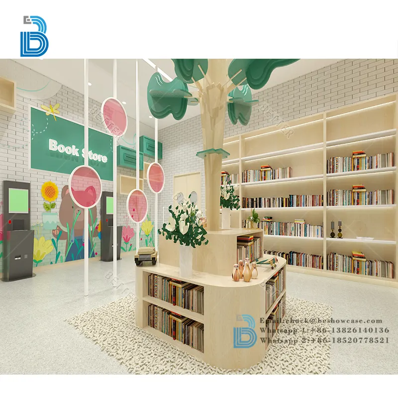 Modernes Bücherregal 4 Schichten doppelseitiges Buch ausstellungs regal/Schul bibliothek Möbel ganzes modulares Bücherregal