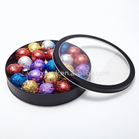 Boîte en métal au chocolat personnalisée boîte à gâteau ronde en étain boîte à gâteau ronde rose boîte à bonbons en métal noire avec fenêtre boîte à bonbons ronde