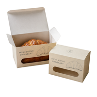 Boîte à croissants en papier kraft avec couvercle rabattable, matériaux recyclés, revêtement UV, fenêtre transparente, qualité alimentaire, emballage cadeau pour boulangerie