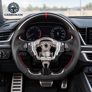 Volante Deportivo de 3 Radios de Fibra de Carbono Forjado Personalizado con Cuero para Nissan Sentra Nismo Juke G37 370z RS F15 - Product Image 4