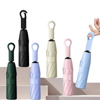 Parapluie pliant automatique à poignée anneau et crochet, protection UV, portable, facile à plier, pour cadeaux d'affaires - Fabricant