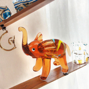 Handblown Glass <b>Elephant</b> Figurine Animal <b>Ornament</b> Miniature Decoration Handmade Blown Glass Craft - Product Image 2
