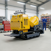Nouvelle bétonnière miniature diesel portable sur chenilles avec engrenage 750L, petit camion à benne basculante, bétonnière autochargeuse