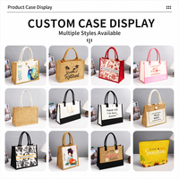Sac fourre-tout en jute écologique personnalisé avec poignées en toile, sac de courses réutilisable en toile de jute pour cadeau promotionnel d'entreprise