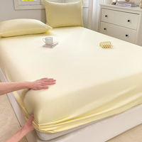 Parure de lit de luxe personnalisée pour hôtel, drap-housse en coton uni à poches profondes avec 2 taies d'oreiller