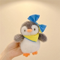 En gros, Mini porte-clés pendentif pingouin en peluche mignon avec nœud papillon, animal en peluche doux, breloque de sac