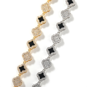 <span class=keywords><strong>Pulsera</strong></span> de Trébol de Cuatro Hojas Chapada en Oro, con Incrustaciones de Circonitas, Estilo Vintage, Ajustable, para Mujer, en Oferta - Product Image 2