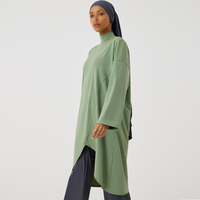 Haut de sport musulman islamique modeste personnalisé pour femmes - Spandex/Polyester Séchage rapide UPF50 Couleur unie Coupe ample