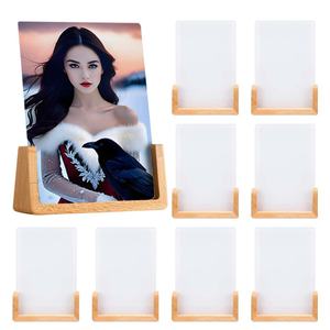 Cadres photo en acrylique personnalisés en forme de U avec base en bois, 6 pouces, 8 pouces, cadres photo vierges pour sublimation, panneau photo de table de bureau - Product Image 2