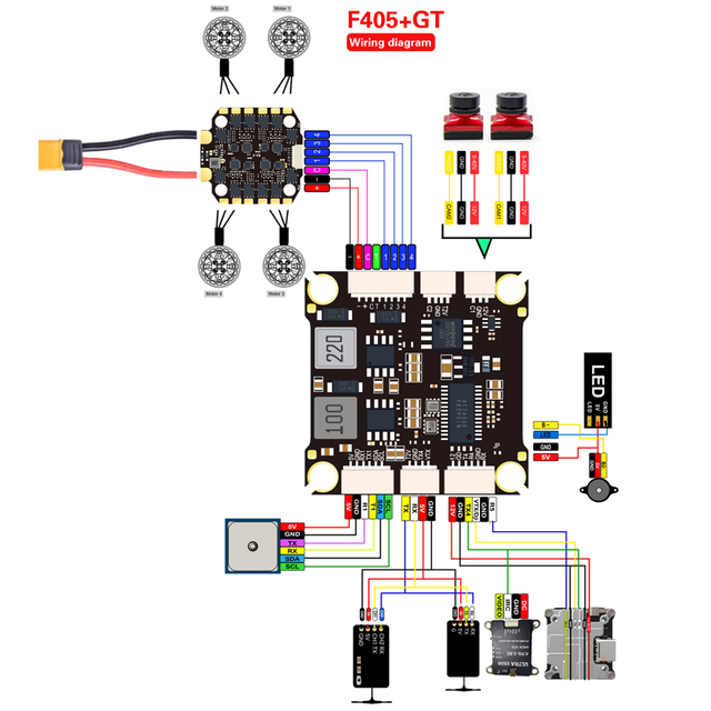 DAKEFPV F405 Metal 4in1 Flight Controller-55A/60A/70A ESC FPV Racing Drone for FPV Racers & Hobbyists