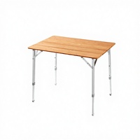 Table de repas carrée en aluminium et bambou, légère, moderne, portable, certifiée BSCI, réglable en hauteur, pliable, pour le parc