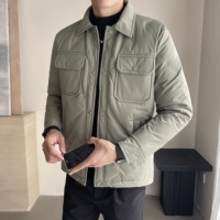 Veste matelassée légère et chaude pour homme, col chemise, boutonnée, décontractée, coupe ajustée, pour l'hiver