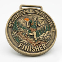 Wholesale 3D Embossed Soft Enamel Antique Finish Zinc Alloy Sports Award Medal for Extreme Trail Running Events