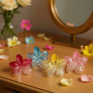 Pinza de Pelo Transparente con Diseño Floral de 8 cm para Mujer con Diseño Colorido - Product Image 3