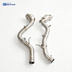 Downpipe à haut débit FlowTech T304 en acier inoxydable avec finition polie pour Mercedes Benz GT63 GT63S X290 M177 4.0L V8 - Product Image 4