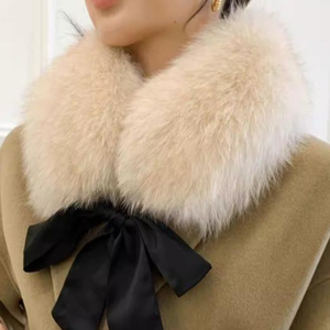 Col en <span class=keywords><strong>fourrure</strong></span> de luxe femmes hiver mode dames marque faux renard fausse <span class=keywords><strong>fourrure</strong></span> écharpe châle écharpes et étoles 52CM noir blanc - Product Image 3