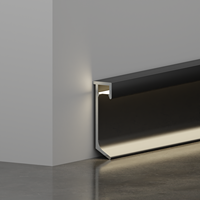 Plinthe LED en alliage d'aluminium sur mesure, extra-épaisse et éclairée par le bas, étanche, pour hôtels, bureaux et appartements