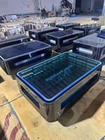 Table de bar multifonctionnelle haut de gamme en verre trempé et acier inoxydable pour KTV, table basse avec éclairage LED coloré, usage commercial