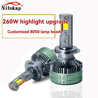 Nitskap N13S Phares LED de voiture haute puissance à trois tubes en cuivre 260W 12V Nouveaux H7/H4/H11 9005D/2H19012H3 5000K 52000lm avec décodage
