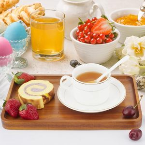 Bandejas de Servir Rectangulares de Madera de Acacia Maciza de 13 * 19 Pulgadas, Tablas de Madera Natural para Bar, Café y Fiestas - Product Image 4