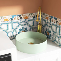 Vente directe usine : Lavabos de salle de bain en céramique, couleur verte unique, à poser
